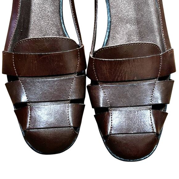 Mootsies Tootsies brown woven leather flats slip on casual shoes US size 10M - Picture 6 of 9